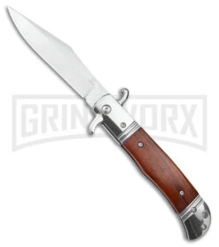 Italia 9" Rosewood Bolster Release Automatic Knife - Satin Plain