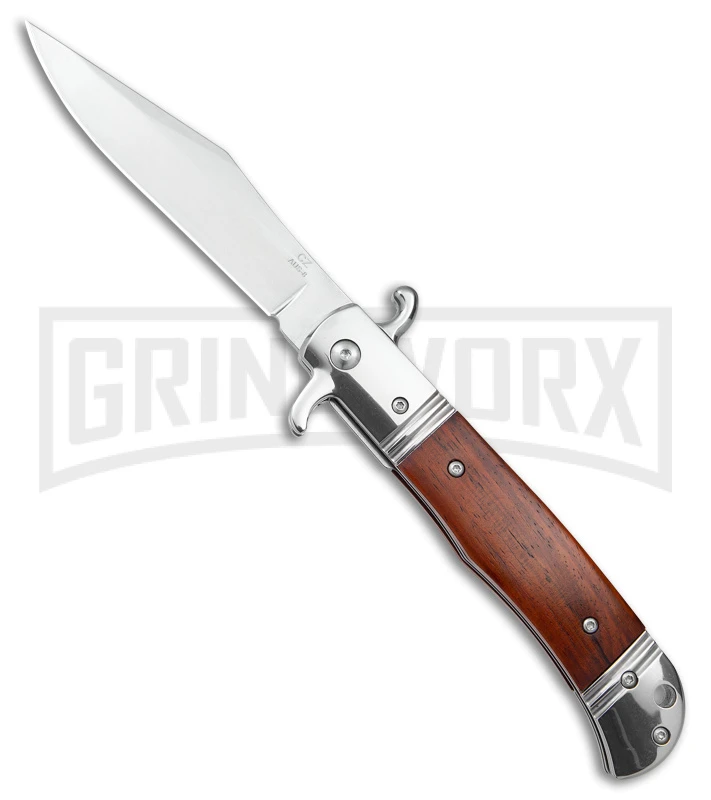 Italia 9" Rosewood Bolster Release Automatic Knife - Satin Plain 1 Italia 9" Rosewood Bolster Release Automatic Knife - Satin Plain