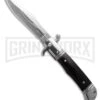 Italia 9" CZ Ebony Wood Bolster Release Automatic Knife - Damascus Plain