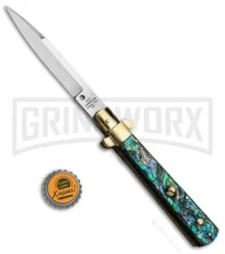 AGA Campolin 10" Abalone Frosolone Stiletto Automatic Knife - Bayonet -Elite Knives Shop AGA Campolin 10in Frosolone Bayo Stiletto Abalone Polish BHQ 71498 jr bottlecap large
