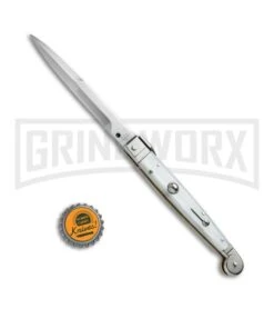 A.G.A. Campolin 9" Sicilian White Pearlex Picklock Automatic Knife - Bayonet -Elite Knives Shop AGA Campolin 9in Sicilian White Pearlex Picklock Bayo BP 19446 jr bottlecap large