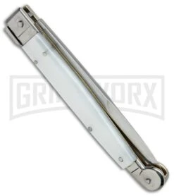 A.G.A. Campolin 9" Sicilian White Pearlex Picklock Automatic Knife - Bayonet -Elite Knives Shop AGA Campolin 9in Sicilian White Pearlex Picklock Bayo BP 19446 jr side large