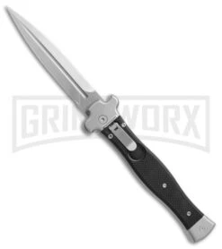 AGA Campolin Zero Black G-10 Leverlock Automatic Knife - Dagger Stonewash Plain