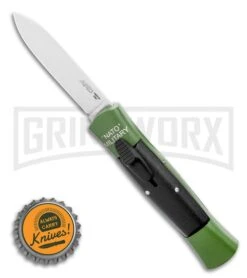 AKC Concord NATO Military Green/Black OTF Automatic Knife - Satin Flat -Elite Knives Shop AKC 007 Concord NATO Military OTF Automatic Knife Green Black 2.75 Satin Flat BHQ 33952 LS Bottlecap large