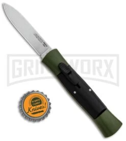 AKC 007 Concord Green/Black OTF Automatic Knife - Flat Satin -Elite Knives Shop AKC 007 Concord OTF Green Satin Flat GX 30501 jr bottlecap large