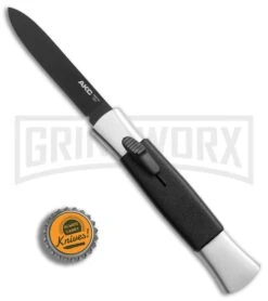 AKC 077 Concord Polish/Black OTF Automatic Knife - Flat Black Plain -Elite Knives Shop AKC 077 Concord Polish Black flat black plain BP 22707 er bottlecap large