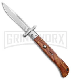 Italian Style 11" Roma Wood Automatic Swinguard - Drop Point Polished Plain