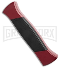AKC 777 Blackfinger Red/Black OTF Automatic Knife - Black Plain Dagger -Elite Knives Shop AKC 777 Blackfinger Dagger OTF Automatic Knife Red Black 3.375in Black Flat BHQ 184002 hd side large