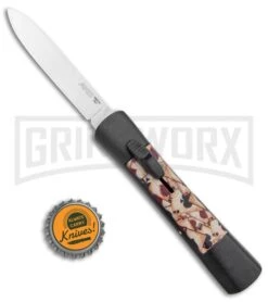 AKC Concord Aces OTF Automatic Knife - Flat Grind Plain -Elite Knives Shop AKC Concord Aces OTF Auto Satin BHQ 135715 jr bottlecap large