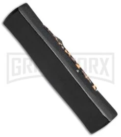 AKC Minion Concord Leopard OTF Automatic Knife - Flat Black Plain -Elite Knives Shop AKC Concord Minion Leopard Flat Blk BP 18949 jr side large