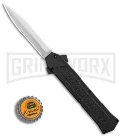 AKC F-16 Black D/A OTF Automatic Knife - Dagger Satin Plain -Elite Knives Shop AKC F 16 Black DA Dagger Satin Plain GX 30994 er bottlecap large