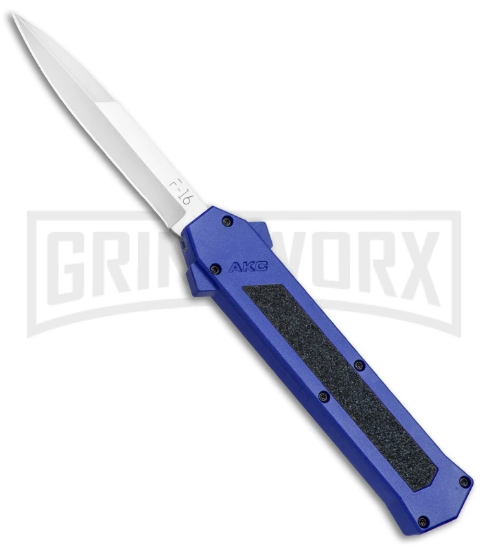 AKC F-16 Blue D/A OTF Automatic Knife - Bayo Satin Plain 1 AKC F-16 Blue D/A OTF Automatic Knife - Bayo Satin Plain