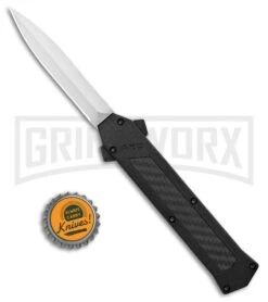 AKC F-16 D/A Dagger OTF Automatic Knife Black Carbon Fiber (3.3" Satin) 7 AKC F-16 D/A Dagger OTF Automatic Knife Black Carbon Fiber (3.3" Satin) -Elite Knives Shop AKC F 16 DA Dagger OTF Auto Black CF Satin BHQ 102235 jr bottlecap large