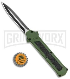 AKC F-16 Green D/A Dagger OTF Automatic Knife - Dagger Two Tone Plain -Elite Knives Shop AKC F 16 DA Dagger OTF Auto Green TT BHQ 115400 jr bottlecap large