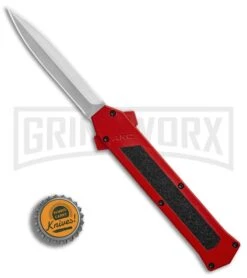 AKC F-16 Red D/A OTF Automatic Knife - Dagger Satin Plain -Elite Knives Shop AKC F 16 DA Dagger Red Satin BHQ 87409 er bottlecap large