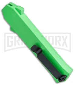 AKC F-16 Green D/A OTF Automatic Knife - Bayo Satin Plain -Elite Knives Shop AKC F 16 Green DA OTF Bayo Satin Plain BP 23855 jr side large