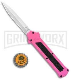 AKC F-16 Pink D/A OTF Automatic Knife - Bayonet Satin Plain -Elite Knives Shop AKC F 16 Pink DA OTF Auto Bayo Satin GX 37618 jr bottlecap large