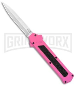 AKC F-16 Pink D/A OTF Automatic Knife - Bayonet Satin Plain