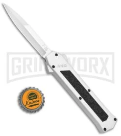 AKC F-16 White D/A OTF Automatic Knife - Bayo Satin Plain -Elite Knives Shop AKC F 16 White DA OTF Bayo Satin Plain BP 23853 jr bottlecap large