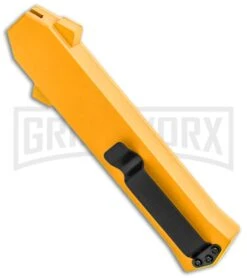 AKC F-16 Yellow D/A OTF Automatic Knife - Dagger Satin Plain -Elite Knives Shop AKC F 16 Yellow DA OTF Auto Dagger Satin GX 37626 jr side large