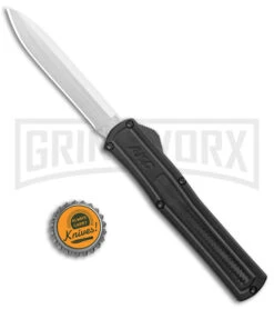 AKC F-20 Black CF D/A OTF Automatic Knife - Spear Point Satin Plain -Elite Knives Shop AKC F 20 DA Dagger OTF Auto Black CF Satin BHQ 140496 jr bottlecap large
