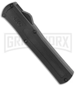 AKC F-20 Black CF D/A OTF Automatic Knife - Spear Point Satin Plain -Elite Knives Shop AKC F 20 DA Dagger OTF Auto Black CF Satin BHQ 140496 jr spine large