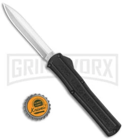 AKC F-20 Black D/A OTF Automatic Knife - Satin Dagger Plain -Elite Knives Shop AKC F 20 DA Dagger OTF Auto Black Satin BHQ 141074 jr bottlecap 2 large