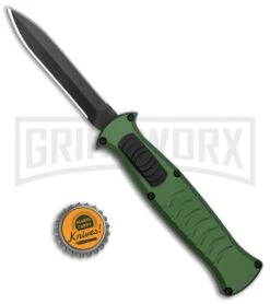 AKC X-treme EVO Green OTF Automatic Knife - Dagger Black Plain -Elite Knives Shop AKC X treme EVO OTF Auto Dagger Green Black GX 37364 jr bottlecap large