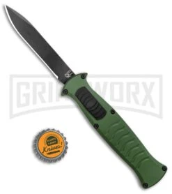 AKC X-treme EVO Green OTF Automatic Knife - Black Plain -Elite Knives Shop AKC X treme EVO OTF Auto Green Black BHQ 105414 jr bottlecap 2 large