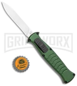 AKC X-treme EVO Green OTF Automatic Knife - Satin Plain -Elite Knives Shop AKC X treme EVO OTF Auto Green Satin BHQ 105417 jr bottlecap large