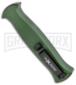 AKC X-treme EVO Green OTF Automatic Knife - Satin Plain -Elite Knives Shop AKC X treme EVO OTF Auto Green Satin DE Dagger BHQ 134949 jr side 2 large 1