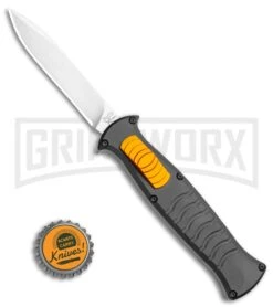 AKC X-treme EVO Black / Orange Slide OTF Automatic Knife - Satin Plain -Elite Knives Shop AKC X treme EVO OTF Automatic Knife Black Orange Slide 3.5in Satin BHQ 114879 LS Bottlecap large