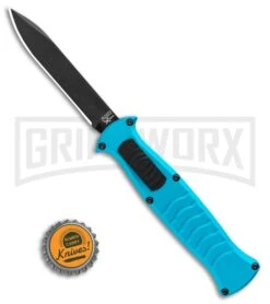 AKC X-treme EVO Blue OTF Automatic Knife - Black Plain -Elite Knives Shop AKC X treme EVO OTF Automatic Knife Blue 3.5in Black EVO LBB BHQ 114336 LS Bottlecap large