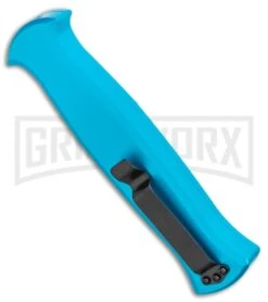 AKC X-treme EVO Blue OTF Automatic Knife - Black Plain -Elite Knives Shop AKC X treme EVO OTF Automatic Knife Blue 3.5in Black EVO LBB BHQ 114336 LS Side large