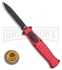 AKC X-treme EVO RB OTF Automatic Knife - Red Black Plain -Elite Knives Shop AKC X treme EVO OTF Automatic Knife Red 3.5in Black EVO ROB BHQ 115345 LS Bottlecap large
