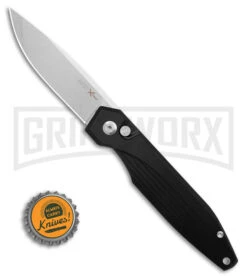 AKC X-treme Dandy Black Aluminum Automatic Knife - Stonewash Plain -Elite Knives Shop Akc Xtreme Dandy Black Aluminum AK SW BHQ 174573 td size large