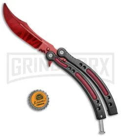 Andux CS Red/Black Balisong Butterfly Trainer - Red Plain -Elite Knives Shop Andux C S Red Black Balisong Butterfly Trainer Red Plain A0002538 BP 24571 jr bottlecap large