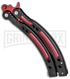 Andux CS Red/Black Balisong Butterfly Trainer - Red Plain -Elite Knives Shop Andux C S Red Black Balisong Butterfly Trainer Red Plain A0002538 BP 24571 jr side large