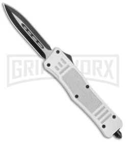 Medium Atomic Defender White Automatic Dagger Knife - Two-Tone Plain