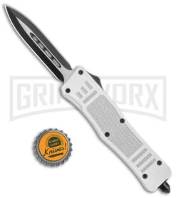 Medium Atomic Defender White Automatic Dagger Knife - Two-Tone Plain -Elite Knives Shop Atomic Defender Medium OTF Auto White TT Dagger GX 38548 jr bottlecap 2 large