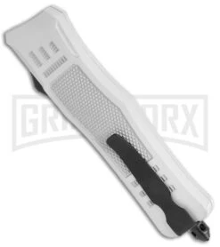 Medium Atomic Defender White Automatic Dagger Knife - Two-Tone Plain -Elite Knives Shop Atomic Defender Medium OTF Auto White TT Dagger GX 38548 jr side 2 large