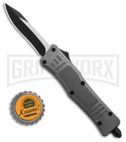 Atomic Defender Mini OTF Automatic Knife Gray - Two Tone Recurve -Elite Knives Shop Atomic Defender Mini OTF Automatic Knife Gray Two Tone Recurve GX 38809 td size large