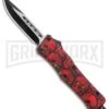 Atomic Defender Mini OTF Automatic Knife Red Skull - Two Tone Drop Point Plain