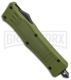 Atomic Defender Mini OTF Automatic Knife OD Green - Plain Two Tone Dagger -Elite Knives Shop Atomic Mini Defender OD Green black dagger plain BP 23736 er spine large