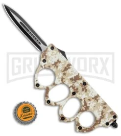 Atomic Tan Digital Camo OTF Automatic Knuckle Knife - Dagger Two-Tone -Elite Knives Shop Atomic Tan Digital Camo OTF Auto Knuckle Knife Dagger TT GX 37560 jr bottlecap large