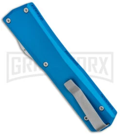 Axial Shift Blue D/A OTF Automatic Knife - Clip Point Stonewash S35VN -Elite Knives Shop Axial Shift OTF CP Blue Satin BHQ 146933 jr side large