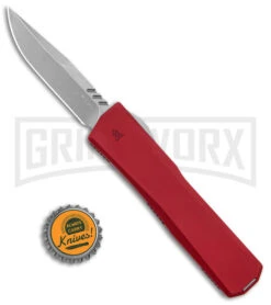 Axial Shift Red D/A OTF Automatic Knife - Clip Point Stonewash 20CV -Elite Knives Shop Axial Shift OTF CP Red SW BHQ 146952 jr bottlecap large