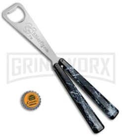 BB Barfly Scratched Metal Bottle Opener Butterfly Trainer -Elite Knives Shop BB Barfly Bottle Opener Butterfly Trainer Scratched Metal BHQ 82969 jr bottlecap large