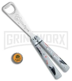 BB Barfly Shark Teeth Bottle Opener Butterfly Trainer - Satin -Elite Knives Shop BB Barfly Bottle Opener Butterfly Trainer Shark Teeth BHQ 75547 jr bottlecap large