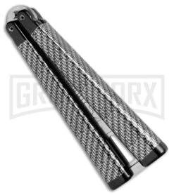 BB Barfly Sim. Carbon Fiber Bottle Opener Butterfly Trainer - Satin -Elite Knives Shop BB Barfly Bottle Opener Butterfly Trainer Sim CF BHQ 68441 jr side 2 2 large